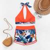 Women's Backless Halter Neck V-Neck Two-Piece Print Bikini