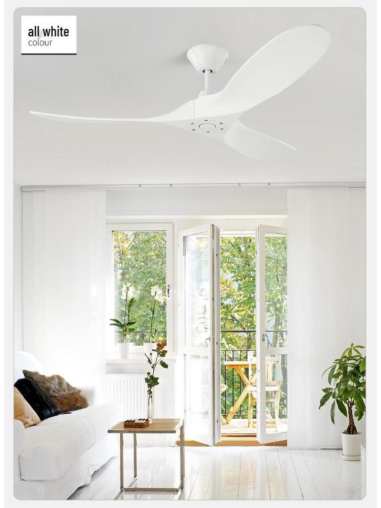 Nordic Silent Ceiling Fan Light with Wood Grain for Coffee Shop or Restaurant Decor