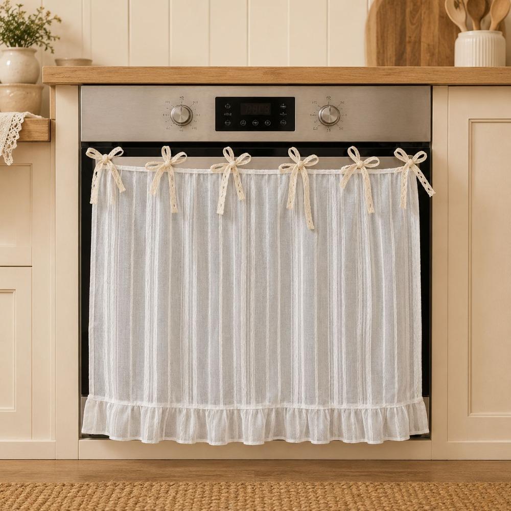 Pastoral Style Kitchen Stove Cover Skirt Handmade Stove Decor Valance Cabinet Curtain Small Window