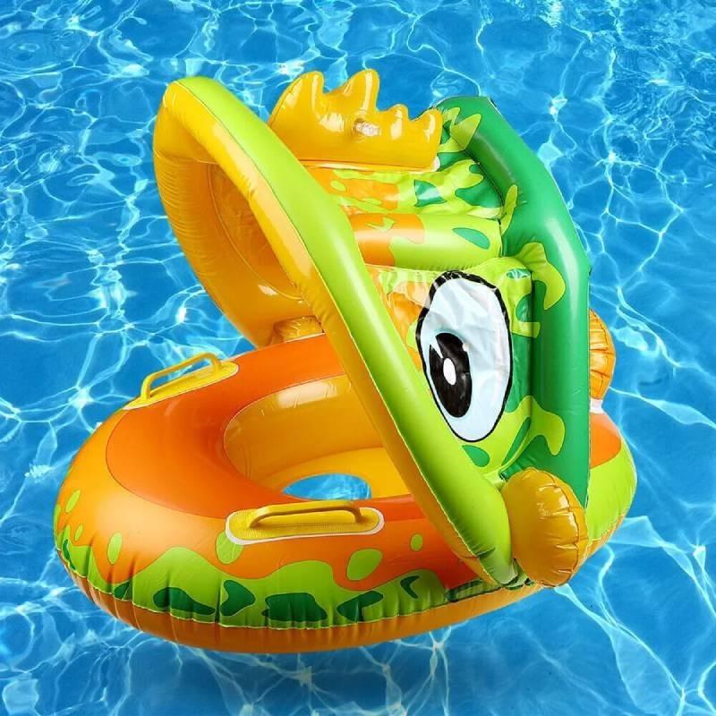 Adorable Cartoon Car Baby Swim Ring Thickened With Steering Wheel And Horn For Toddlers Water Play