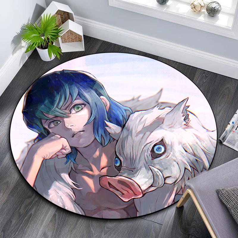 Cartoon Print Round Area Rug,Carpet Rug for Living Room Bedroom Sofa Playroom Decor,Non-slip Floor Mat
