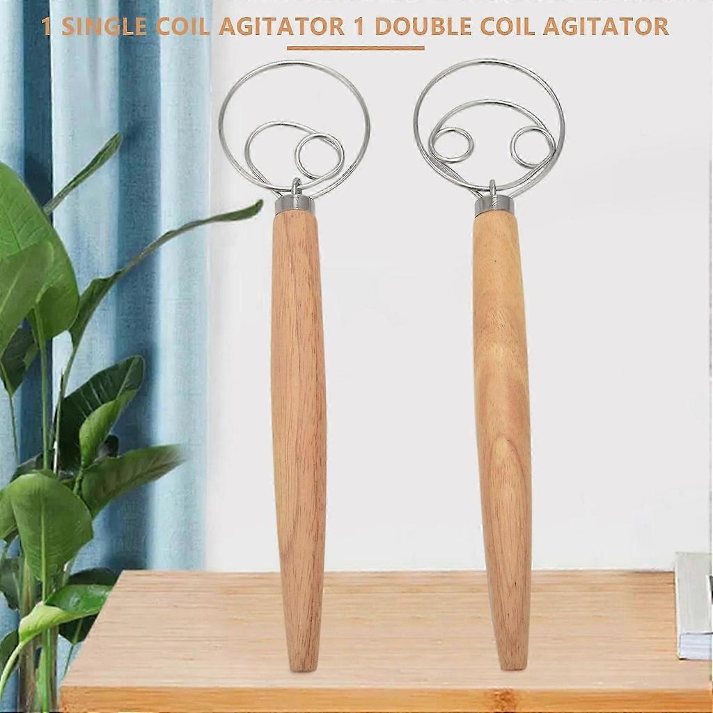 Danish Dough Whisk Hand Mixer,2Pcs Stainless Steel Dough Mixer with 2 Dough Scrapers suitable for Pizza Dough,Sourdough Bread,Etc