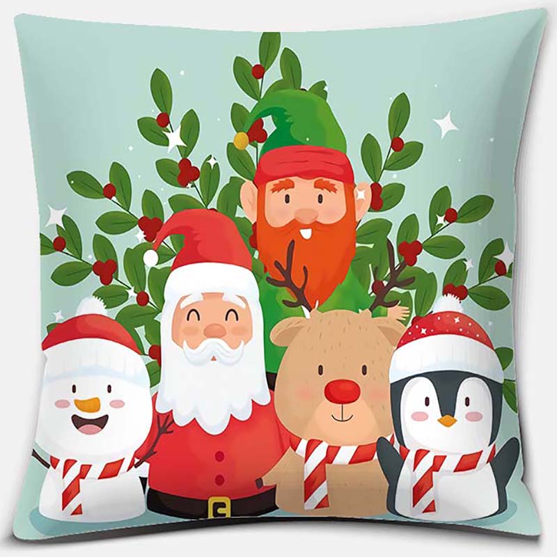 Santa Print Series Pattern Pillowcase Square Pillowcase Home Office Decoration Pillowcase