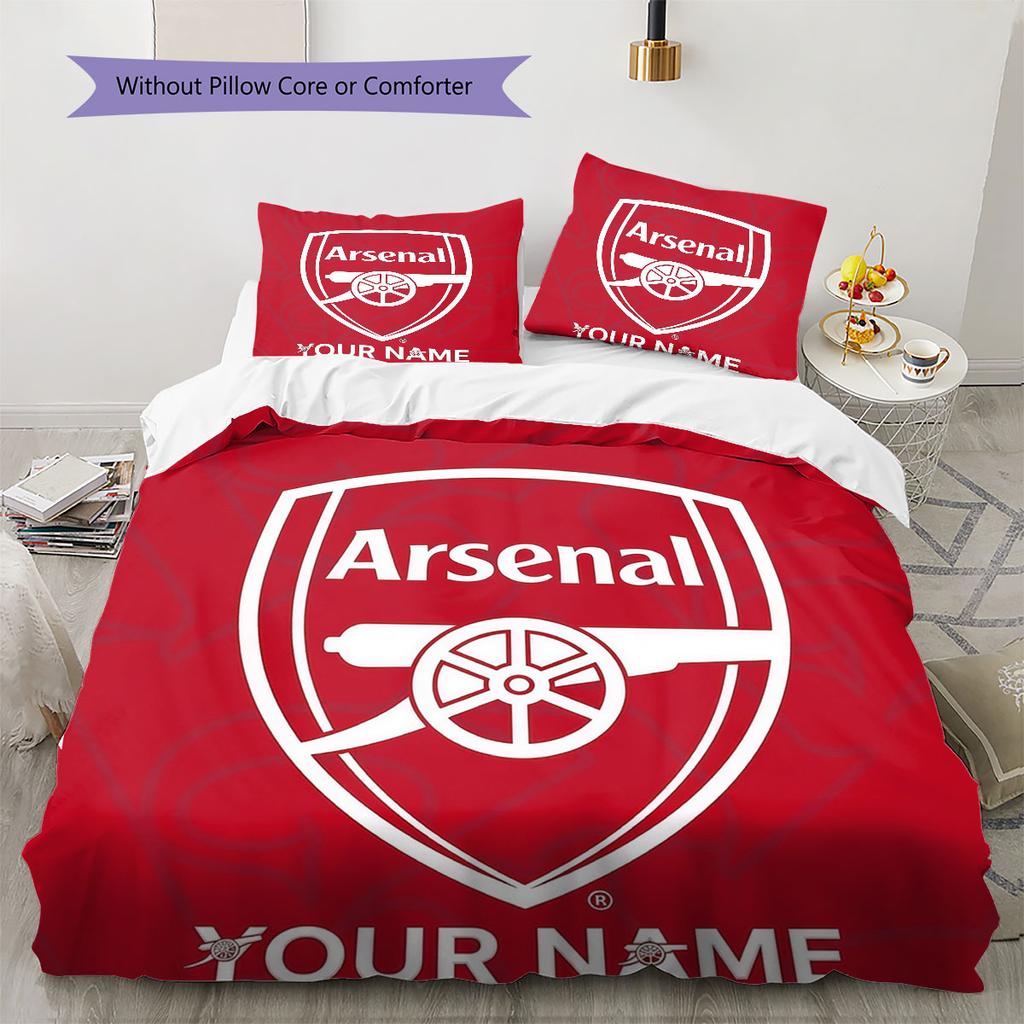 Arsenal F Custom Name Pattern Bedding,Quilt Set Quilt Cover Pillowcase Home Birthday Gift(1 * Duvet Cover + 2 * Pillowcase, Without Core)