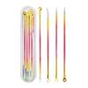 Colored 4-Piece Stainless Steel Double-Ended Acne & Blackhead Needle Set