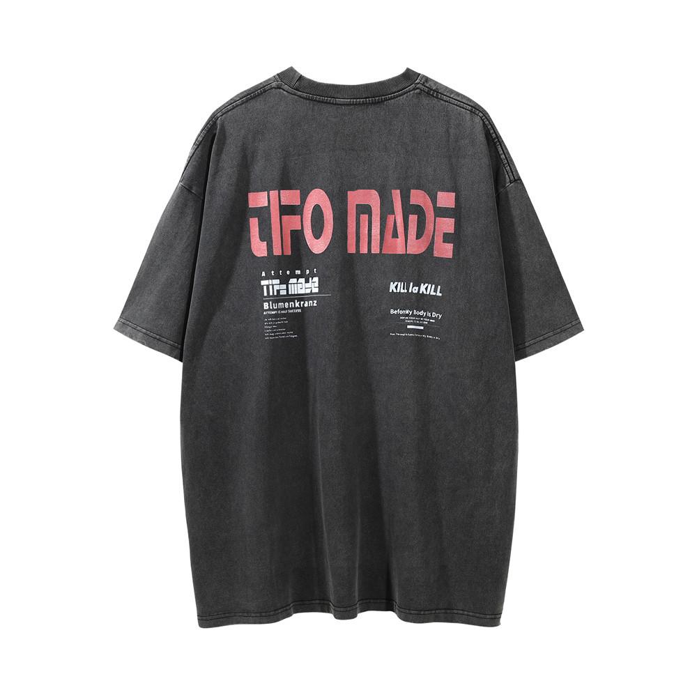 Tricou cu mânecă scurtă cu imprimeu cu personaje de anime pentru bărbați, lejer și casual, tricou cu gât rotund, spălat și spălat de vară, top la modă pe stradă