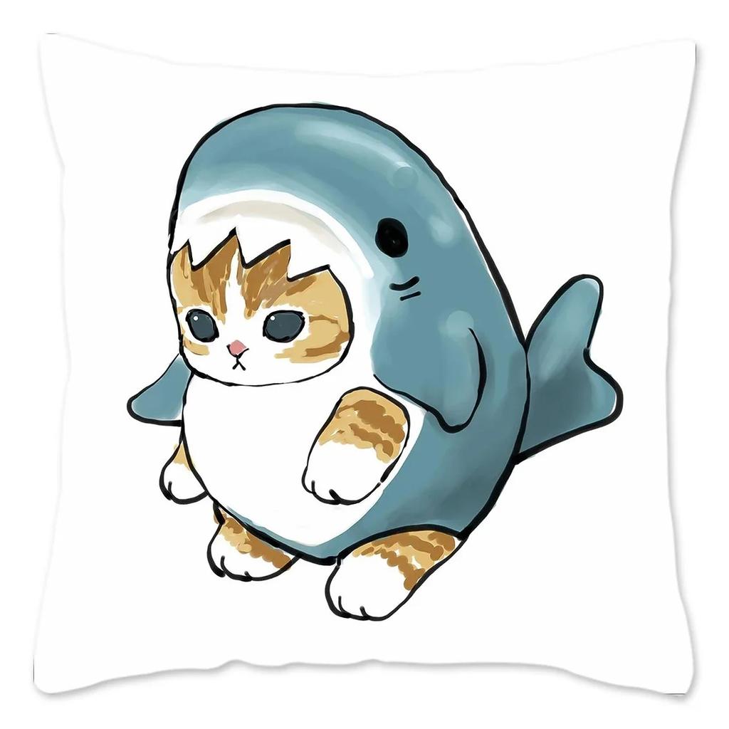 Luxury Home Decor Pillowcase Cat Shark Creative Pattern Cushion Cover Living Room Sofa Cushion Cover