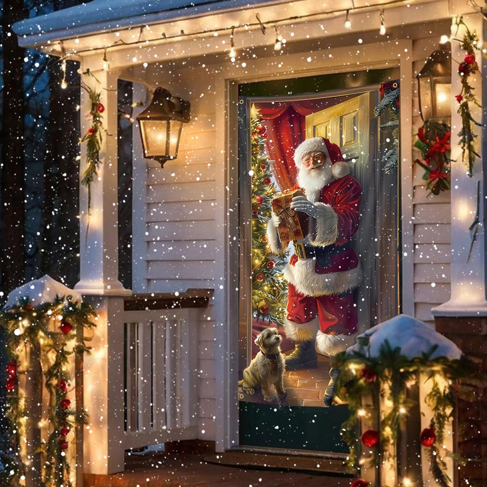 

Рождественский баннер на дверь 70x35 дюймов Флаг Санта-Клауса Праздничный баннер Рождественские накладки на дверь для домашнего декора Фон Наружная стена China Mainland