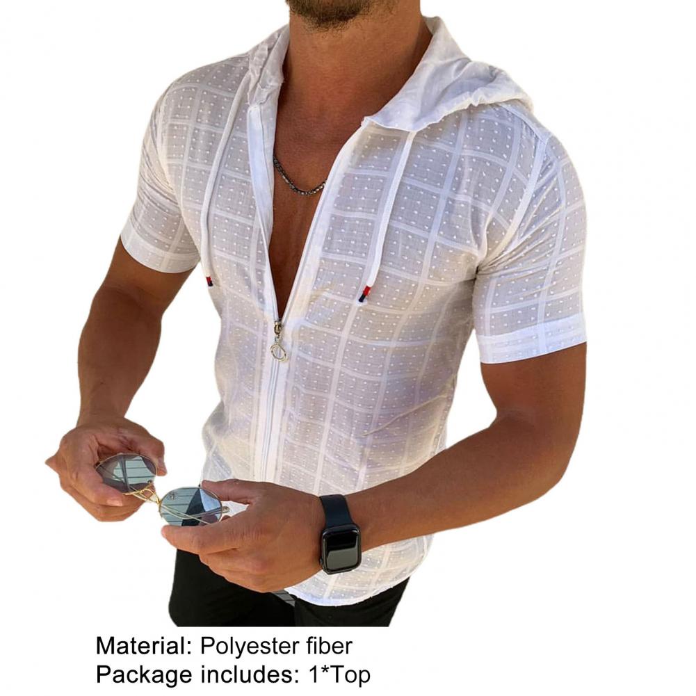Fashion Long/Short Sleeved Hoodie Zipper T Shirt Men Clothing Summer Solid Color Casual Plaid Print Open Stitch Thin Tshirt Mens