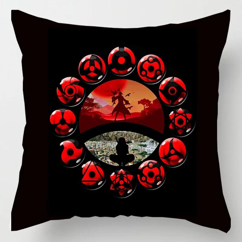 Anime Naruto Printed Pillow Case Red Cloud Uchiha Itachi Action Figures Square Pillow Covers Cushion Sofa Decor Cover Toys Gift