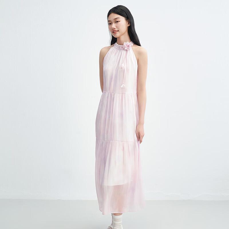 LEDING Flowing Shell Flower A-Line 3D Floral Resort Dress