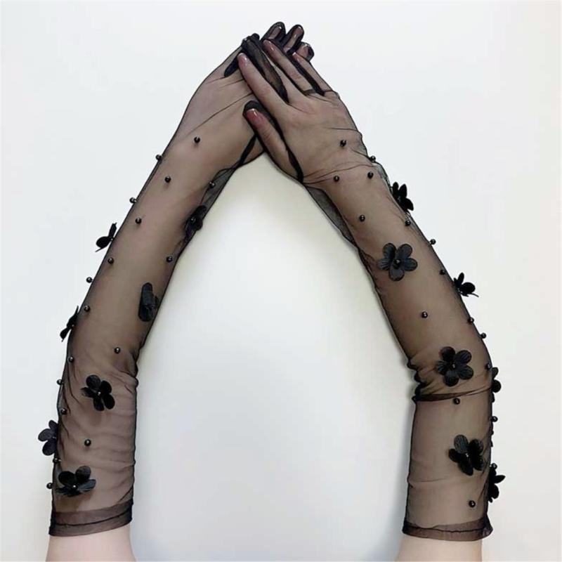 Halloween Spetsblomma Handskar Eleganta Kvällsfest Handbeklädnad Accessoar Stretchiga Andningsbara Polyester Dam Kostym Handskar