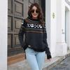 Women S Long Sleeve Skull Jacquard Retro Polka Dot Loose Knit Sweater