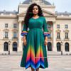 Autumn 2025 Elegant Gradient V-Neck Plus Size Dress for Women
