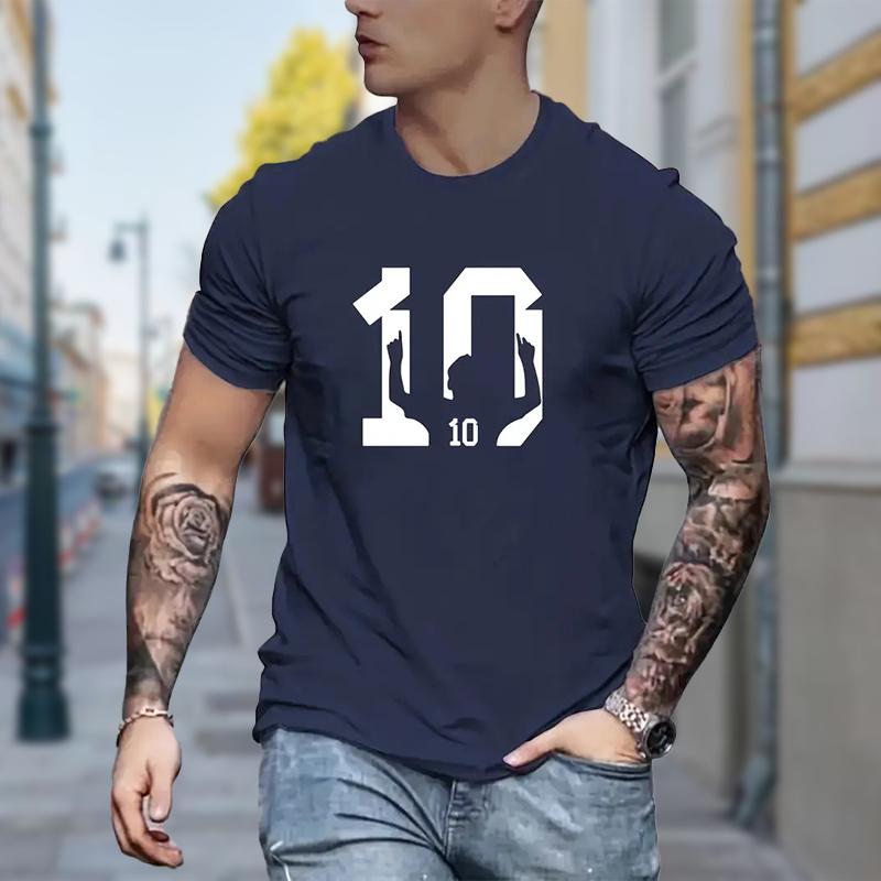 

Новая летняя мужская модная футболка с принтом Personality Number 10, мужская футболка, топ 8XL