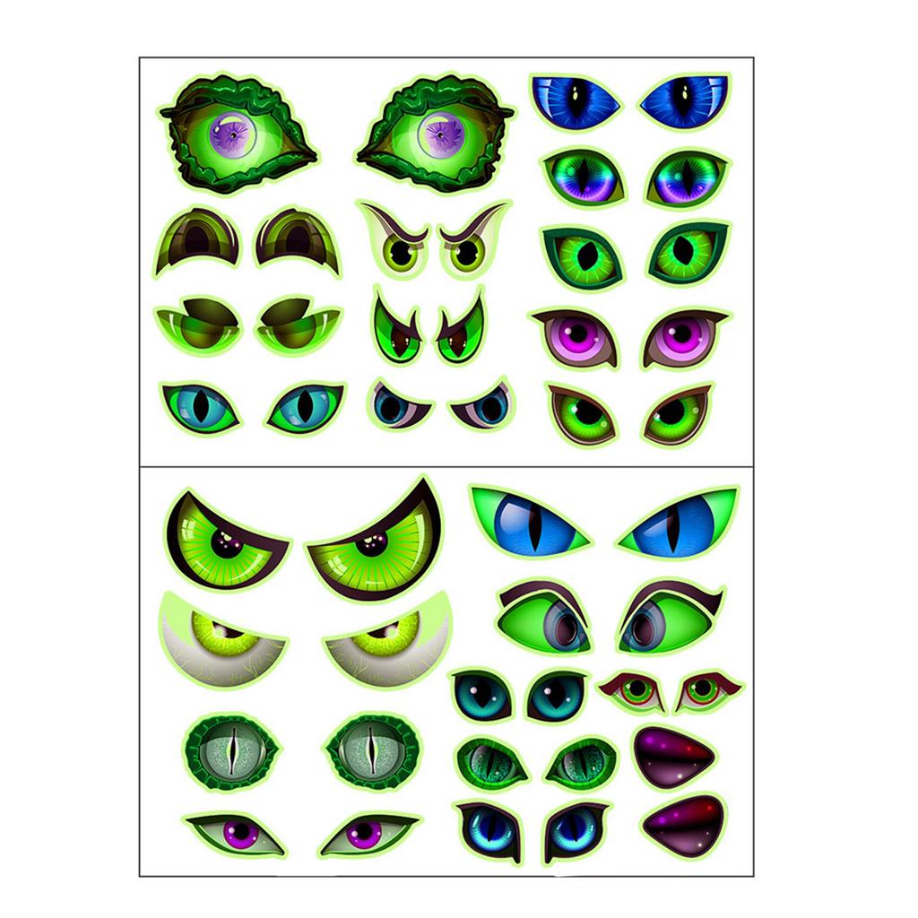 Glow In The Dark Halloween Peeking Eyes Self Adhesive Wall Stickers For Spooky Party Decorations PVC Material