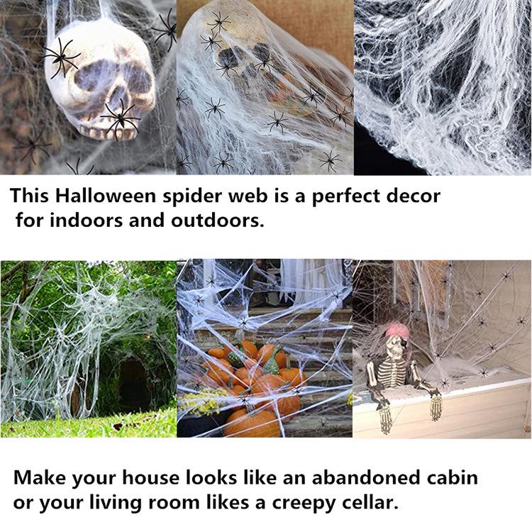 300g Cotton & 60 Spider Decorations: Haunted House Halloween Web Film Set