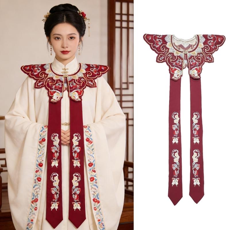 Elegant Embroidered Cloud Shoulder Scarf Fashion False Coller Flexible Costume Scarf For Weddings Parties And Prom Event