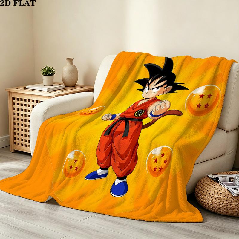 1PC Son Goku Patterned Flannel Blanket Suitable For All Seasons For Home Decor Warmth And Comfort Gifts Holiday Present
