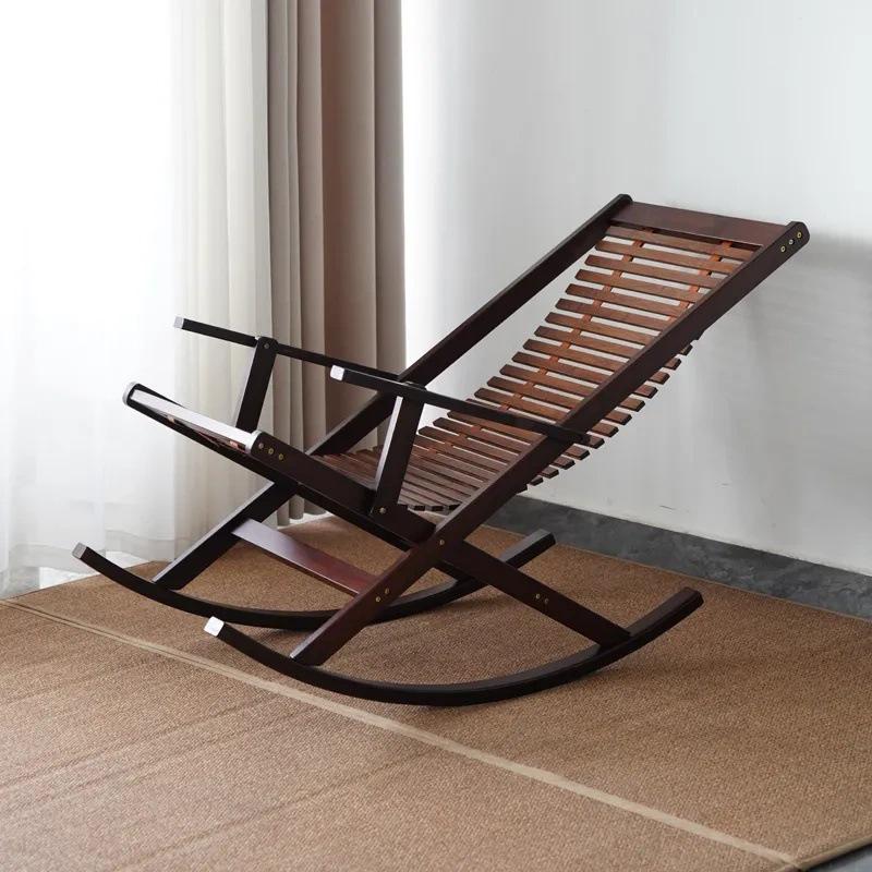 Bamboo Foldable Lounger Chair with Armrests & Footrest, Ideal for Lunch Breaks, Reclining, or Sitting; Perfect for Balcony Leisure
