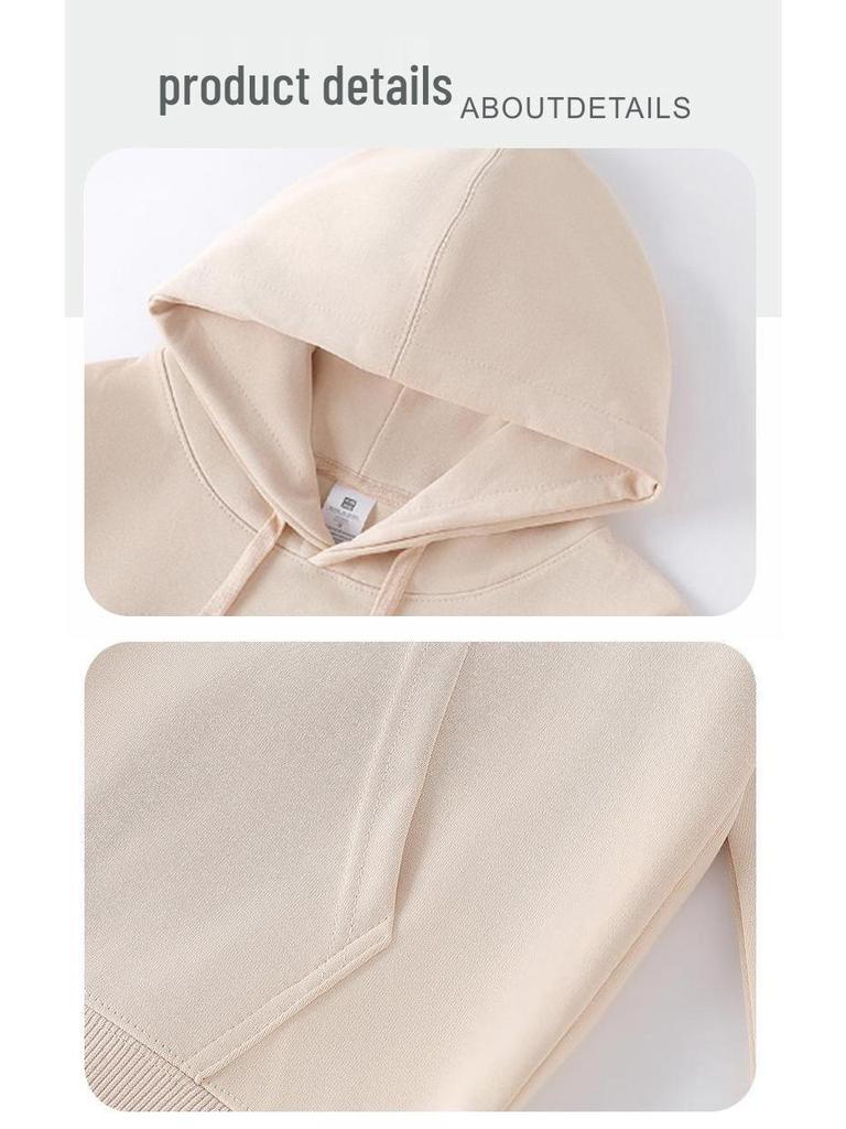 Plus Size Men's 320g Cotton Hooded Sweatshirt with Logo, European & American Style, Loose Fit Jacket