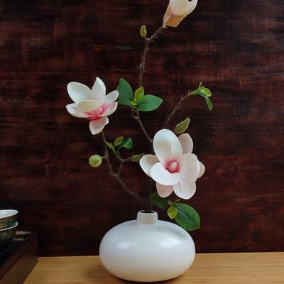 Realistic Touch Artificial Magnolia Flowers Retro Long Branch Fake Flowers Plant Decorative Magnolia Branches Office Decor