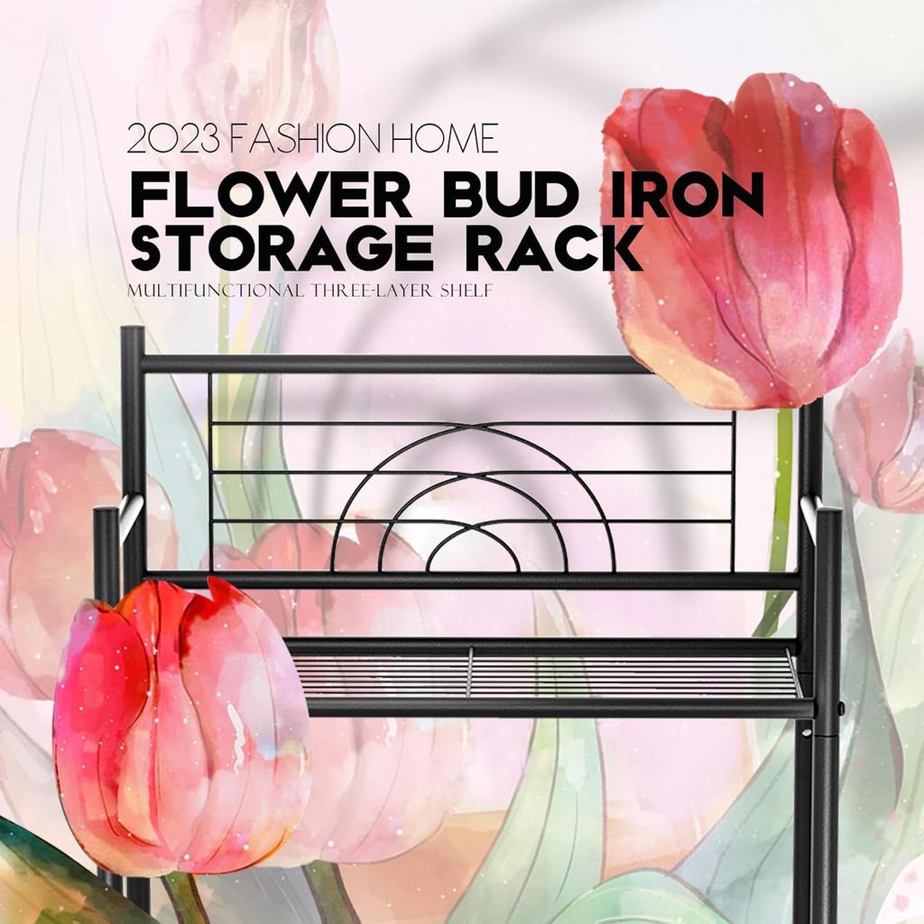 LEEDA 3-Tier Freestanding Multipurpose Storage Shelves Heavy Duty Metal Shelving Unit, Display Plants Flowers Bath Essentials, for Kitchen Bathroom