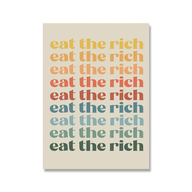 

Eat The Rich Poster Retro Quote Art Prints 70s Style Kitchen Canvas Painting Colorful Wall Pictures Home Decoration No Frame 21*30cm No Frame