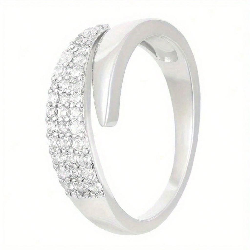 1 Piece of Suitable Sharp Wing Design Copper Inlaid Synthetic Zircon Open Ring for Daily Wear