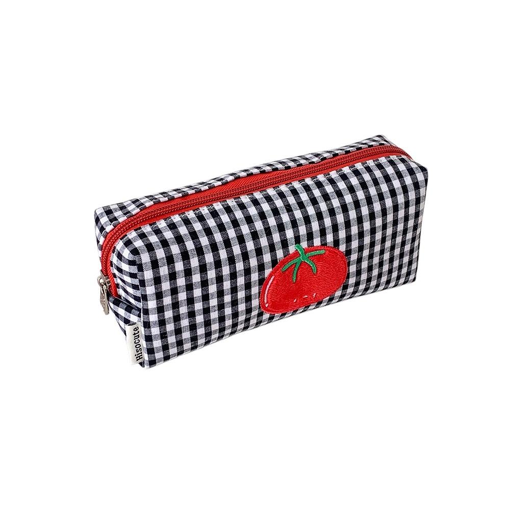 Cloth Checkered Korean Style Pencil Case Tomato Pen Bag Pencil Pouch Girl Kids Children
