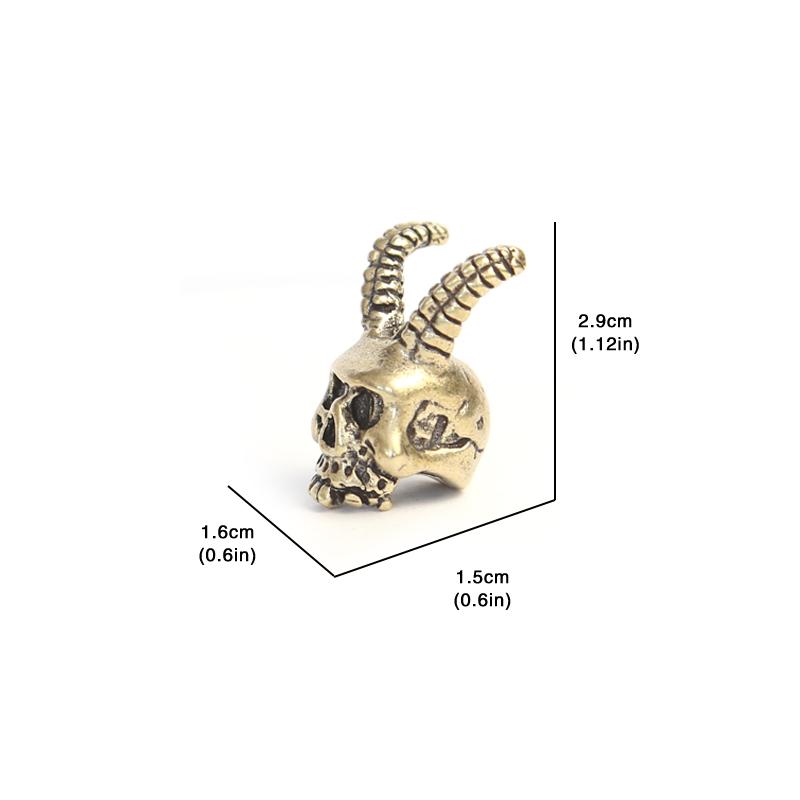 Goat Horn Skull Head Brass Knife Beads EDC Outdoor DIY Paracord Accessories Woven Lanyard Pendants Jewelry Punk Bracelets Charms