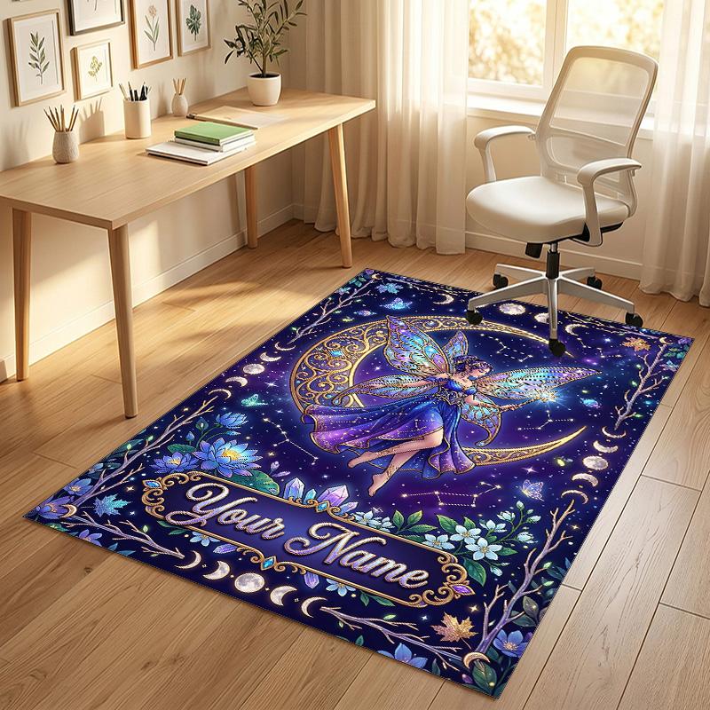 Fantasy Castle Theme Soft Crystal Velvet Rug Custom Name & Text Print Non Slip Floor Rug for Bedroom Living Room