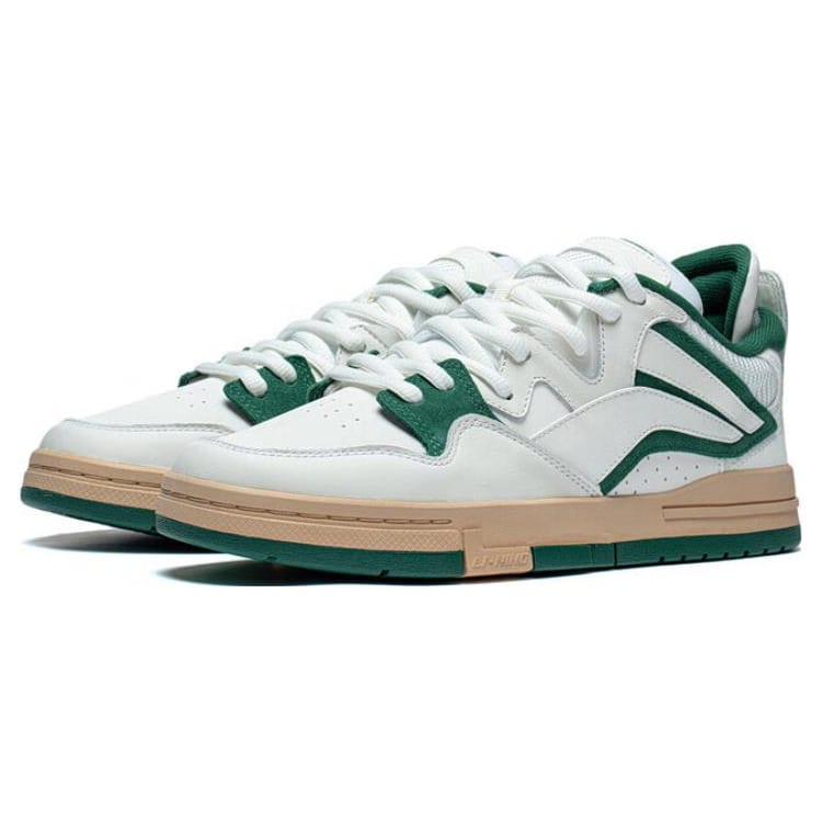 Li Ning Slip Resistant Cushioning Low top Skateboard Shoes Men's White Green AECT035-2