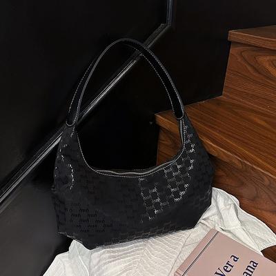 Woven Handbag, Rhombus Fashion Commuter Bag, New Retro Large-capacity Casual Underarm Shoulder Bag.