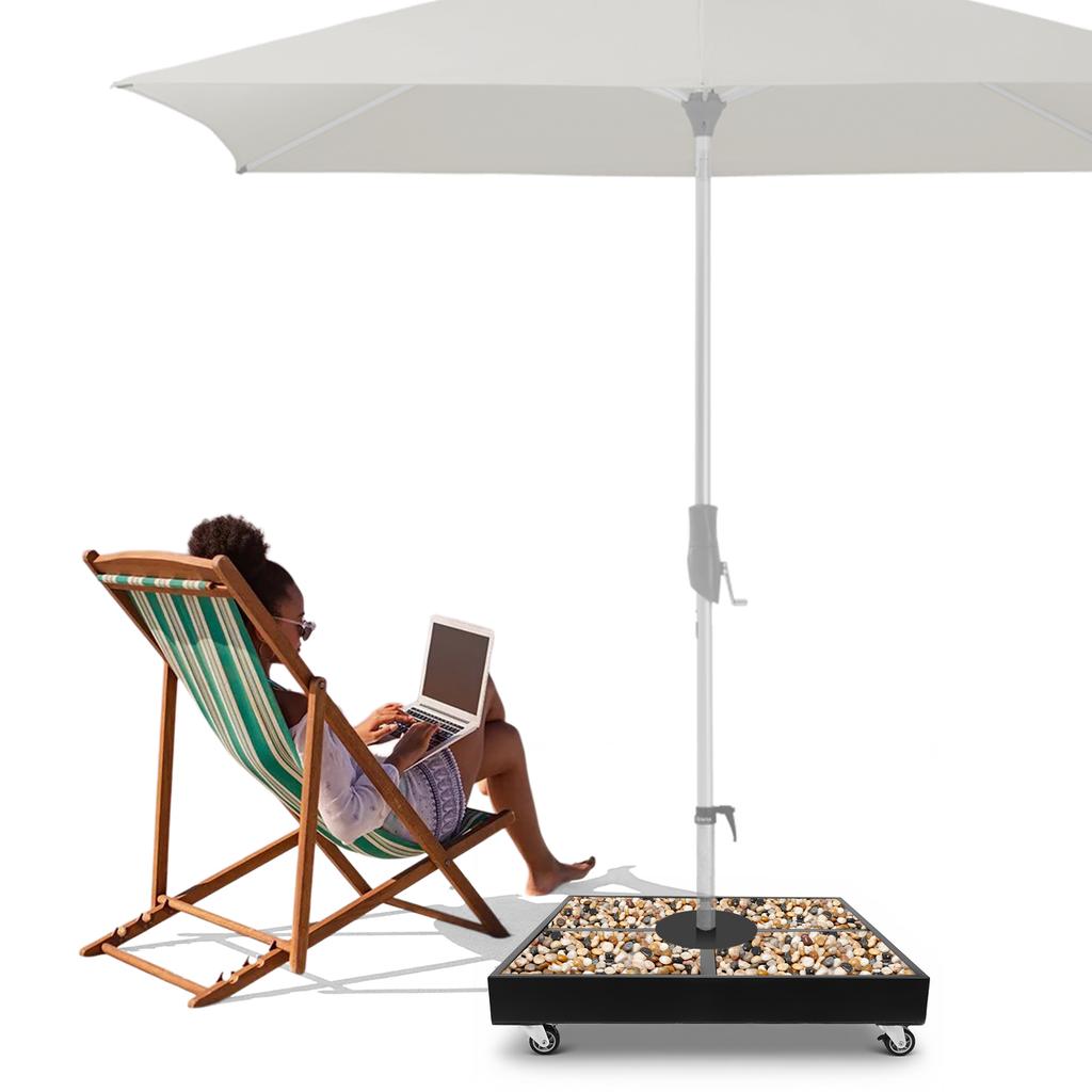 Patio Umbrella Base Fillable Umbrella Holder Metal Cantilever Umbrella Base for Outdoor Patio Garden Deck Poolside Lawn