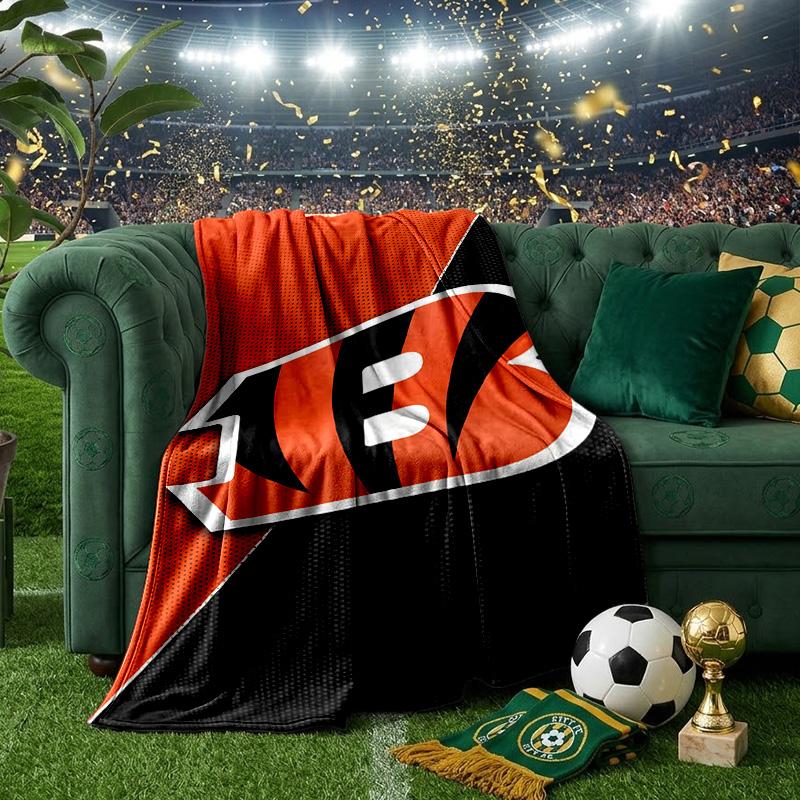 Bengals Team Logo Artwork Blanket Lightweight Flannel Bedding Blanket Perfect for Travel, Camping, Living Rooms, Offices, Sofas, Fan Christmas gift