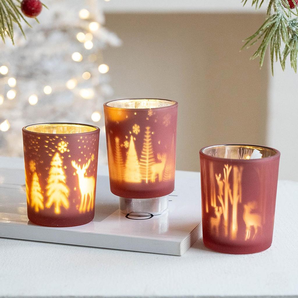 Candle Cups Table Centerpiece Stand Votive Christmas Glass Tealight Cup For Home Indoor Holiday Wedding Reception Mantel