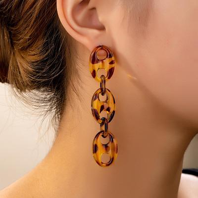 Boucles d'oreilles en acrylique motif léopard avec bouche de cochon