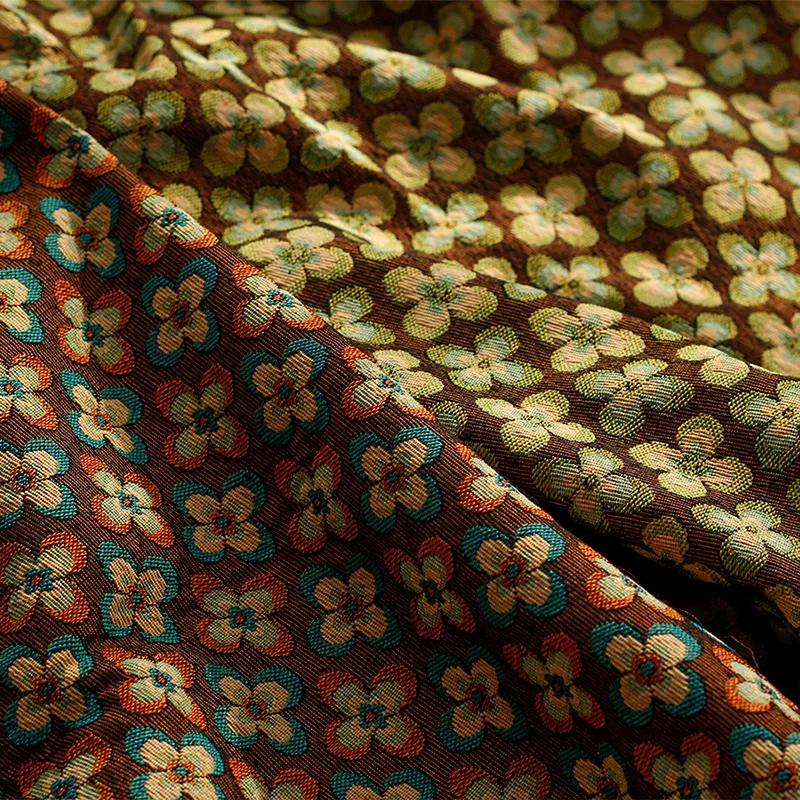 Yarn Dyed Woolen Thick Jacquard Fabric Autumn Winter Geometric Jacquard Flower Fabric 50cmx150cm