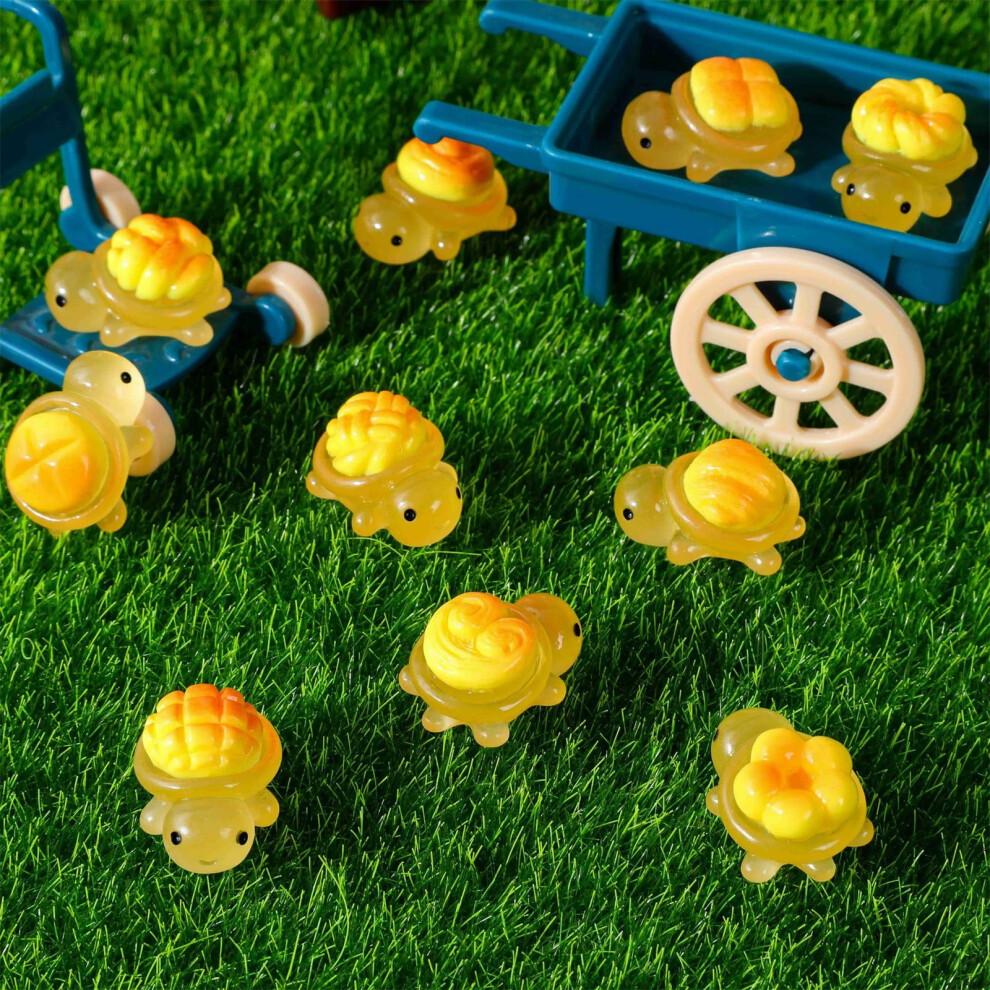 Animals Night Glow, 50PCS Miniature Things Figurines to Hide, Animals Figures for DIY Garden Decoration, Bread Shaped Turtle, Random Colors