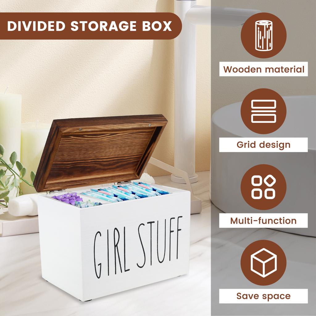 Tampon Holder Organizer Cotton Pads Tampon Storage Holder Practical Tampon and Pad Storage Container with Lid Large Capacity