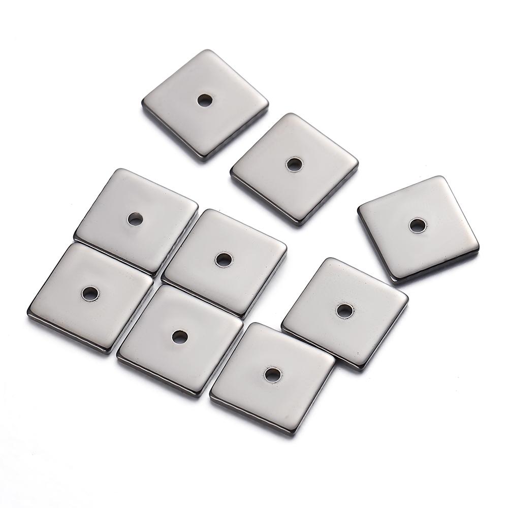 

50pcs 8mm Stainless Steel Square Flat Spacer Beads Loose Beads Hole 1.3mm for Jewelry Making DIY Necklace Accessories Handmade 8mm