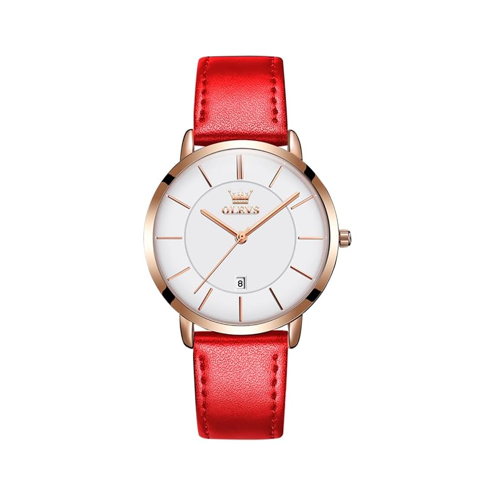 OLEVS Women s Stylish Blue Watch Waterproof Ultra-Thin Leather Strap Analog Small Simple Dial Fashion Timepiece
