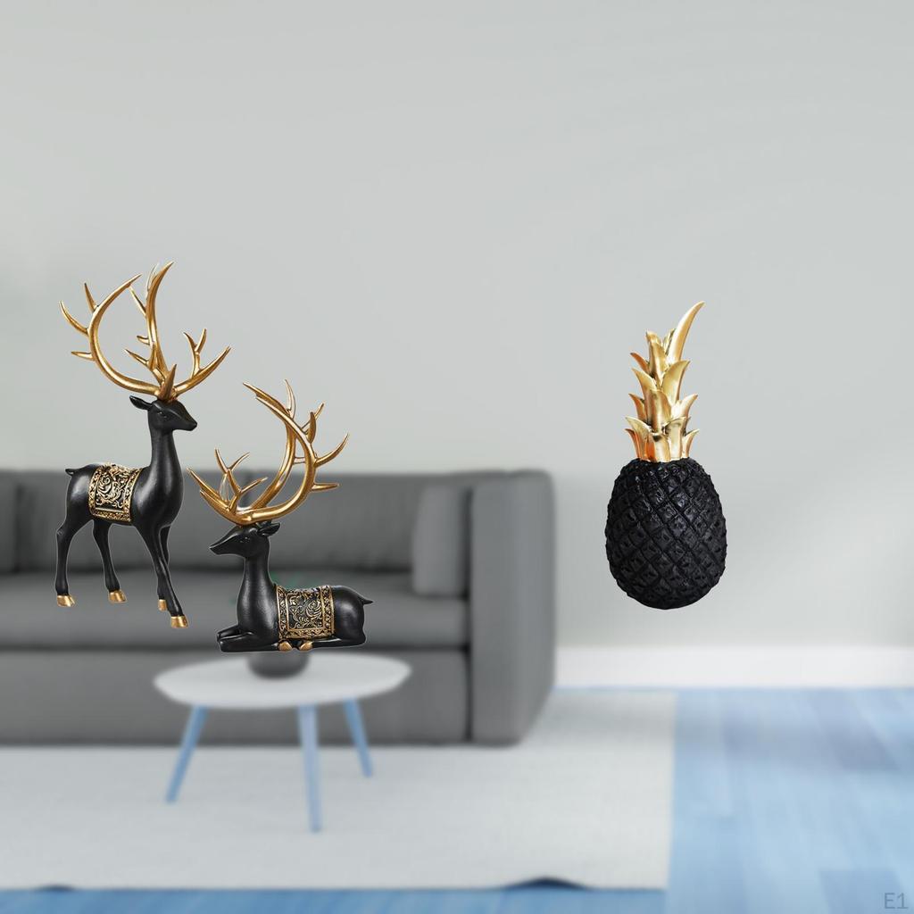 Elegant Reindeer And Sculpture Collection Unique Animal Fruit Figurine for Tabletop Bookshelf