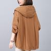 Stylish 2024 Women's Pure Cotton Hooded Jacket – Loose Fit, Plus Size, Casual Short Trench for Middle-Aged Moms