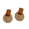 Boucles d'oreilles rétro en rotin de bois tissé à la main - Style vacances à la plage européen/américain