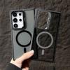 Luxury Camera Lens Stand S25 Ultra Magnetic Case for Samsung Galaxy S23 S24 FE S25 Plus S24 Ultra Magsafe Matte Shockproof Cover