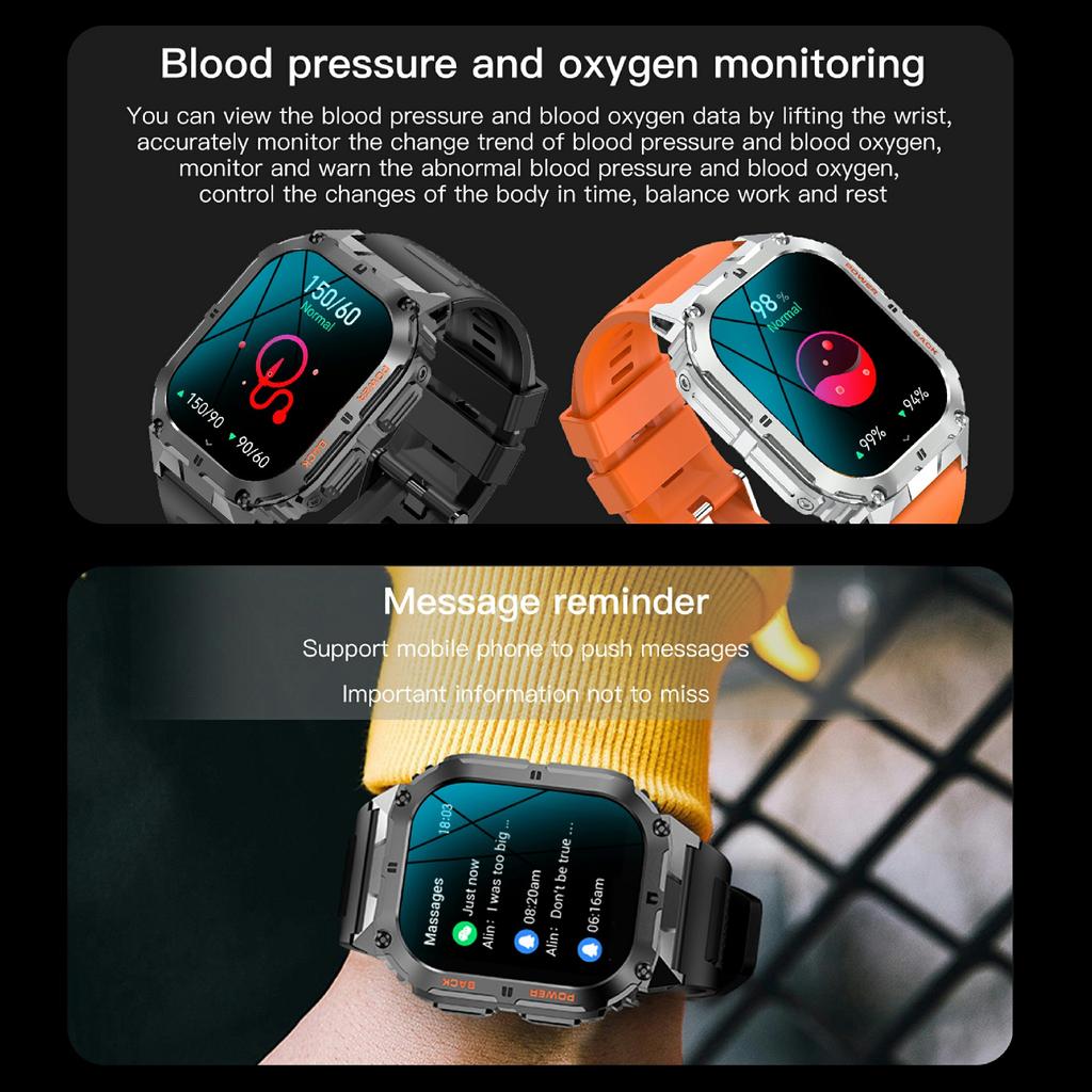 K61Pro 1.96-inch AMOLED Screen Smart Watch Health Monitoring Bluetooth-compatible Call Sports Tracking Watch