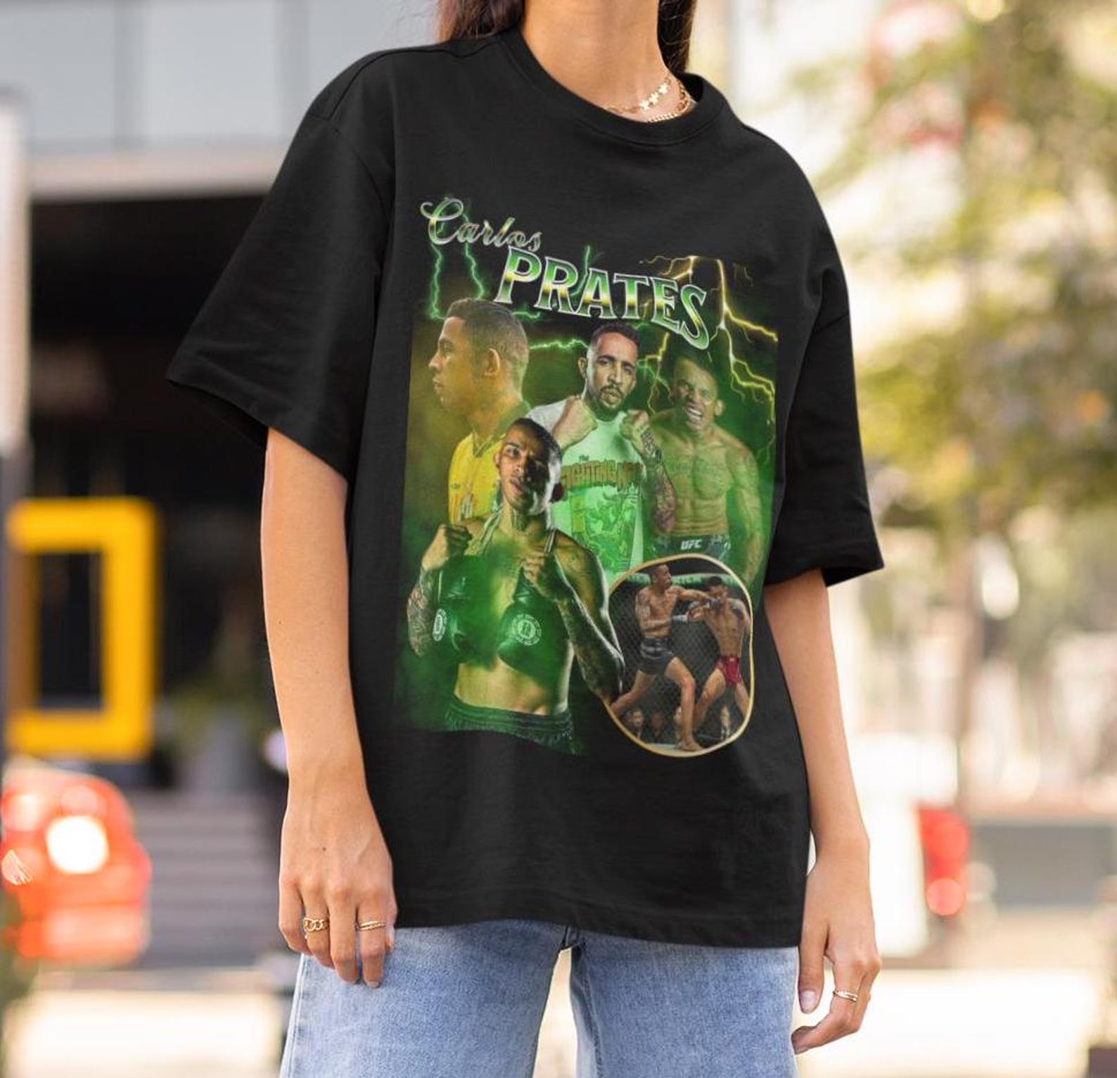 Carlos Prates Vintage 90s Graphic Style Fighting Nerds T-Shirt Retro Bootleg T-Shirt Oversized Sport Tee UFC T-Shirt Brazil Shirt Champ 2XL