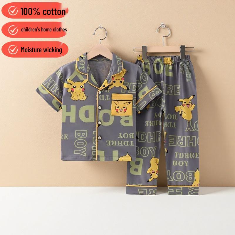 

Children s Cartoon Cotton Pajama Set - Short Sleeve, Long Pants for Boys & Girls 100 cm